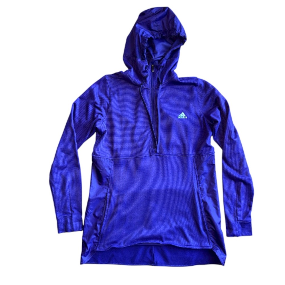 Adidas Climawarm 1/4 Zip Hooded Pullover Running Shirt Women’s Large Purple